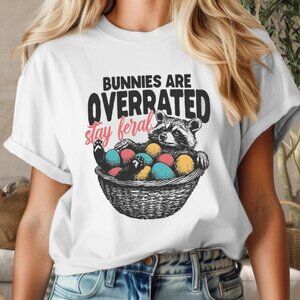 Bunnies are Overrated Stay Feral Easter Shirt, Funny Easter Raccoon Tshirt
